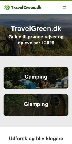 Anteprima del sito TravelGreen, media di Danimarca per articoli sponsorizzati