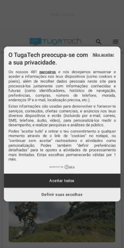 Forhåndsvisning av nettstedet TugaTech, medium fra Portugal for sponsede artikler