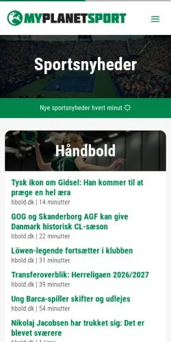 Podgląd witryny Planet Sport, medium z kraju Dania do artykułów sponsorowanych