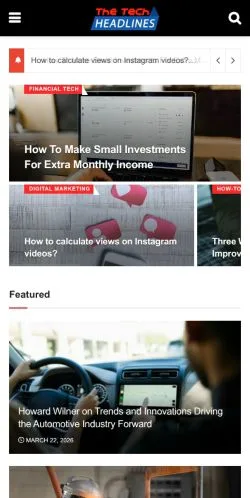Forhåndsvisning av nettstedet The Tech Headlines, medium fra USA for sponsede artikler