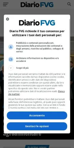 스폰서 기사용 이탈리아 매체 Diario FVG 사이트 미리보기