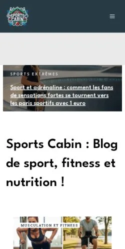 Anteprima del sito Sports Cabin, media di Francia per articoli sponsorizzati