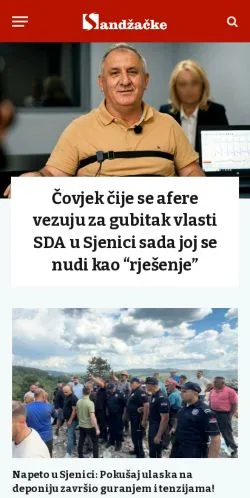 Anteprima del sito Sandzacke.rs, media di Bosnia ed Erzegovina per articoli sponsorizzati