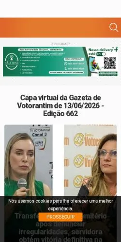 Sponsorlu makaleler için Brezilya medyası Portal Gazeta de Votorantim sitesinin önizlemesi