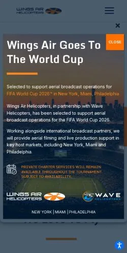 Anteprima del sito WingsAir, media di Stati Uniti per articoli sponsorizzati