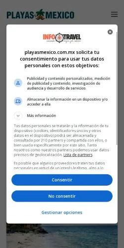 Podgląd witryny Playas México, medium z kraju Meksyk do artykułów sponsorowanych