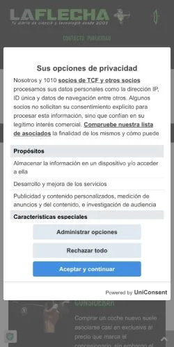 Vista previa del sitio LaFlecha, medio de España para artículos patrocinados