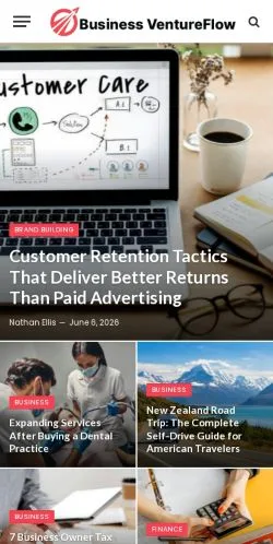Anteprima del sito BusinessVentureFlow, media di Stati Uniti per articoli sponsorizzati