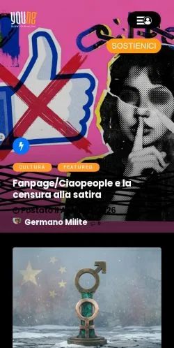 Vista previa del sitio YOUng, medio de Italia para artículos patrocinados