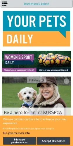 Anteprima del sito Your Pets Daily, media di Regno Unito per articoli sponsorizzati