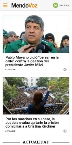 Aperçu du site Mendovoz, média de Espagne pour articles sponsorisés
