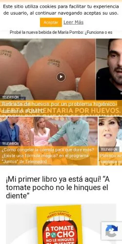 Vista previa del sitio SefiFood, medio de España para artículos patrocinados