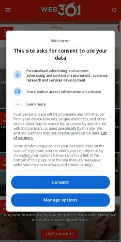 Aperçu du site Web361, média de France pour articles sponsorisés
