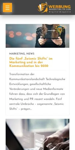 Podgląd witryny Magazin Werbung Marketing PR IT Web, medium z kraju Niemcy do artykułów sponsorowanych