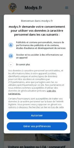 スポンサード記事向けのフランスメディア、Modys Autoのサイトプレビュー