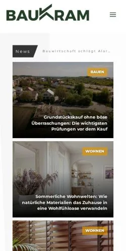 Sponsorlu makaleler için Almanya medyası BAUKRAM Baumagazin sitesinin önizlemesi