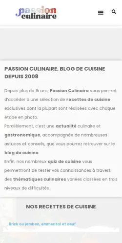 Podgląd witryny Passion Culinaire, medium z kraju Francja do artykułów sponsorowanych