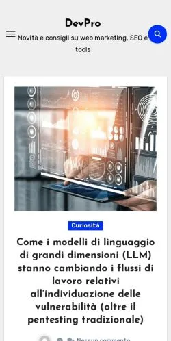 Forhåndsvisning av nettstedet DevPro, medium fra Italia for sponsede artikler