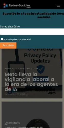 Anteprima del sito Redes Sociales, media di Spagna per articoli sponsorizzati