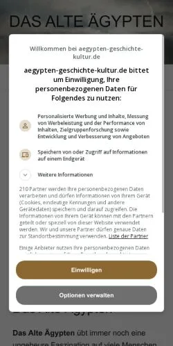 Anteprima del sito Das Alte Ägypten, media di Germania per articoli sponsorizzati
