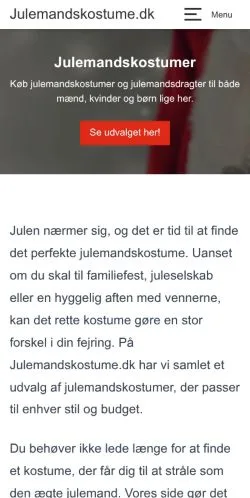 Anteprima del sito Julemandskostume Til Børn & Voksne, media di Danimarca per articoli sponsorizzati
