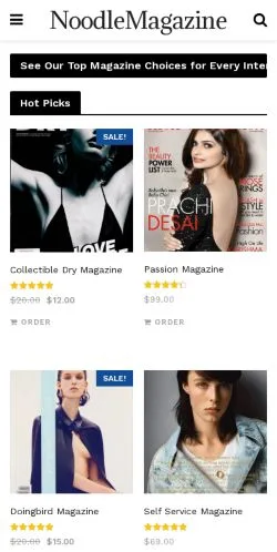 Anteprima del sito Noodlemagazine, media di Stati Uniti per articoli sponsorizzati