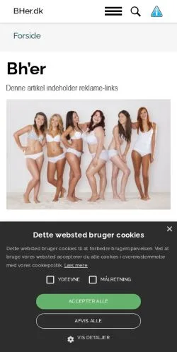 Forhåndsvisning av nettstedet Bh'er, medium fra Danmark for sponsede artikler