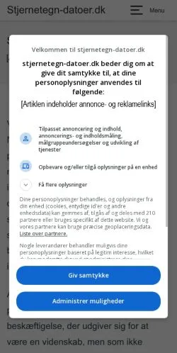 스폰서 기사용 덴마크 매체 Stjernetegn Datoer 사이트 미리보기