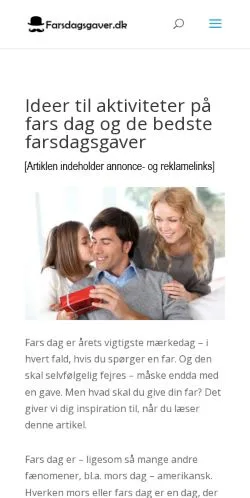 Podgląd witryny Farsdagsgaver, medium z kraju Dania do artykułów sponsorowanych
