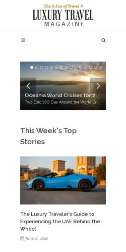 스폰서 기사용 미국 매체 Luxury Travel Magazine 사이트 미리보기