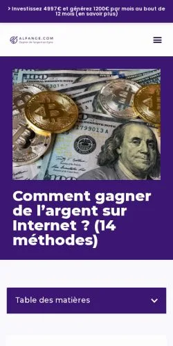 Voorbeeld van de site Alfange, medium uit Frankrijk voor gesponsorde artikelen
