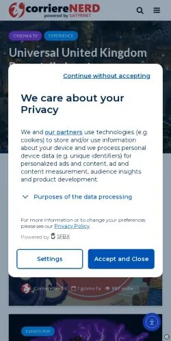 Voorbeeld van de site CorriereNerd, medium uit Italië voor gesponsorde artikelen