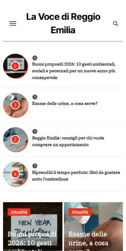Anteprima del sito La Voce di Reggio Emilia, media di Italia per articoli sponsorizzati