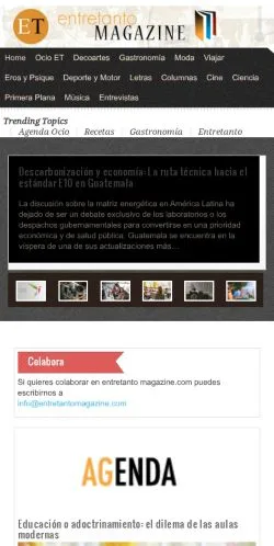 Anteprima del sito Entretanto Magazine, media di Spagna per articoli sponsorizzati