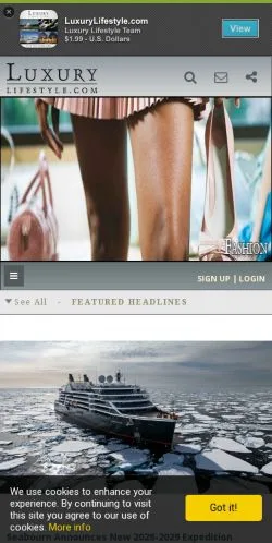 Podgląd witryny Luxury Lifestyle, medium z kraju Stany Zjednoczone do artykułów sponsorowanych