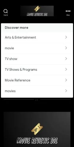 Anteprima del sito Movie Reviews 101, media di Stati Uniti per articoli sponsorizzati