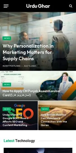 Anteprima del sito UrduGhar, media di Stati Uniti per articoli sponsorizzati