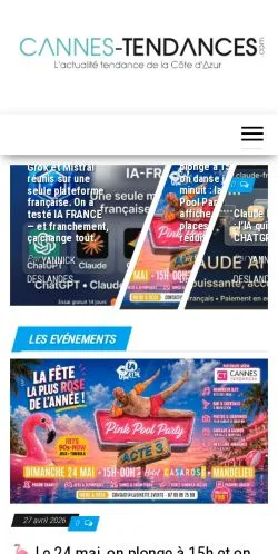 Podgląd witryny Cannes Tendances, medium z kraju Francja do artykułów sponsorowanych