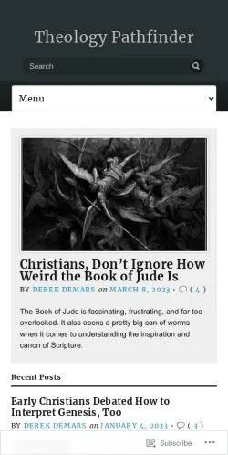 Förhandsvisning av webbplatsen Theology Pathfinder, medium i USA för sponsrade artiklar