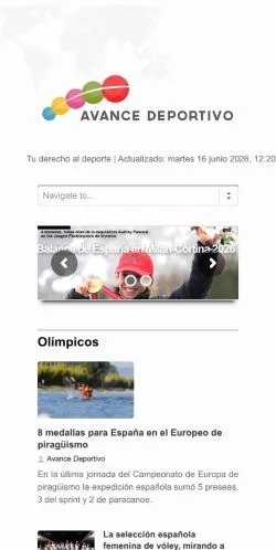 Anteprima del sito Avance Deportivo, media di Spagna per articoli sponsorizzati