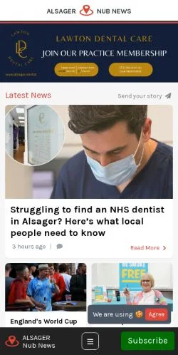 Anteprima del sito Alsager Nub News, media di Regno Unito per articoli sponsorizzati