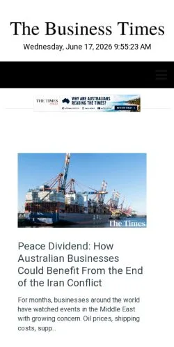 Anteprima del sito The Business Times, media di Australia per articoli sponsorizzati