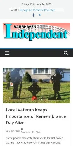 Anteprima del sito Barrhaven Independent, media di Canada per articoli sponsorizzati