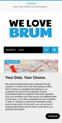 Pré-visualização do site We Love Brum, meio de Reino Unido para artigos patrocinados