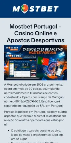 Forhåndsvisning av nettstedet Mostbet Portugal, medium fra Portugal for sponsede artikler