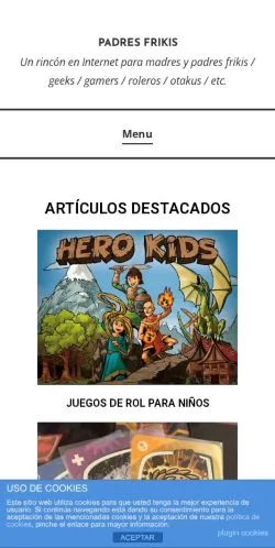Anteprima del sito Padres Frikis, media di Spagna per articoli sponsorizzati