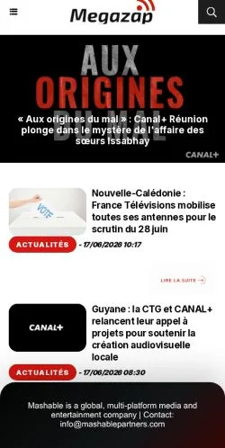 Anteprima del sito Megazap, media di Francia per articoli sponsorizzati