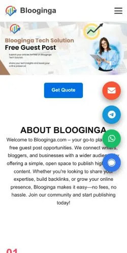 Preview of the Blooginga website, a media outlet in United States for sponsored articles