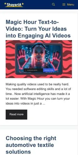 Pré-visualização do site ShayariA, meio de Reino Unido para artigos patrocinados