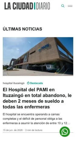 Anteprima del sito La Ciudad, media di Argentina per articoli sponsorizzati